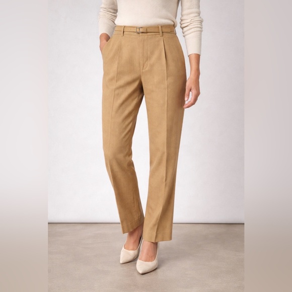 stefi lara Pants - Elegant Tan Women's wool Trousers